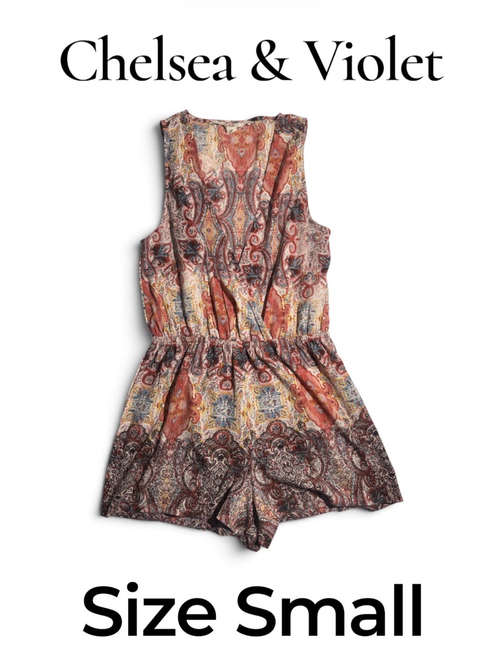 Chelsea & Violet Multicolor Paisley Sleeveless One-Piece Romper Size Small